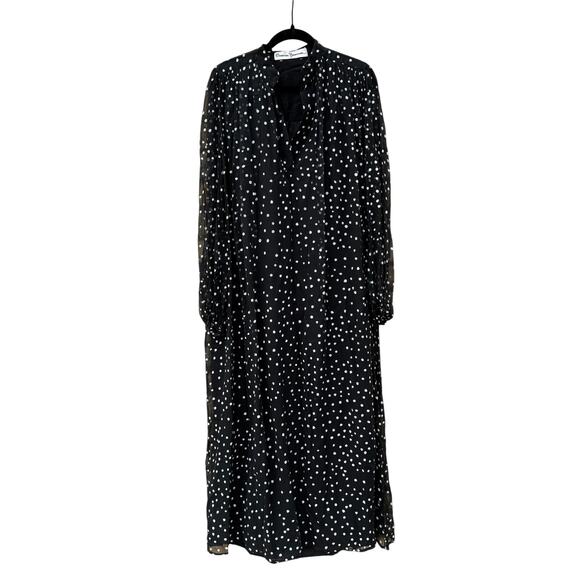 Vintage Eleanor Brenner 1970's Polka Dot Long Sleeve Maxi Dress Size 8 *Flaw - Picture 1 of 9